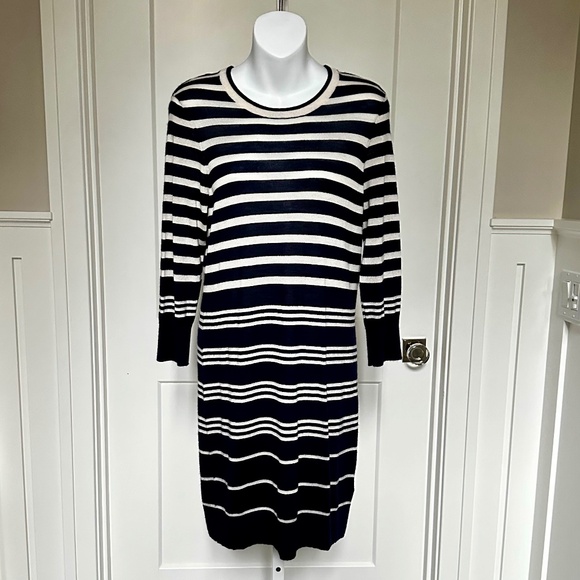 EQUIPMENT Chic Cashmere and Silk Striped Sweater Dress Sz S - Picture 1 of 4